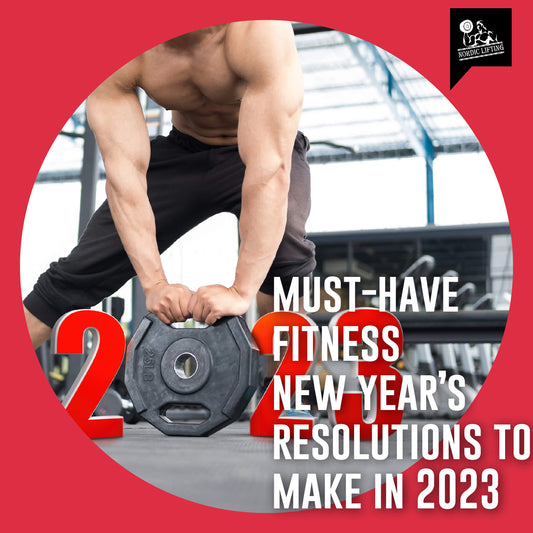 A topless man holding a weight that forms 2023