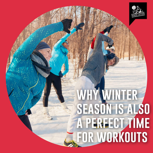 A group of people working out and having fun in the snowy ground