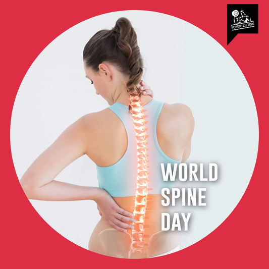 A woman in a light blue tank top and a representation of her spinal cord