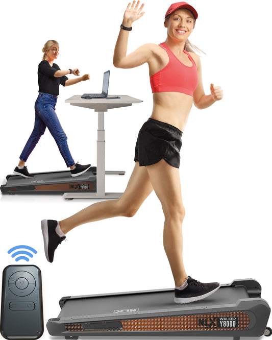 NLX Y8000 Treadmill - Under-Desk Treadmill Perfect for Home or Office Use, Walking or Running Treadmill with Adjustable Incline, 260 lbs Max User Capacity