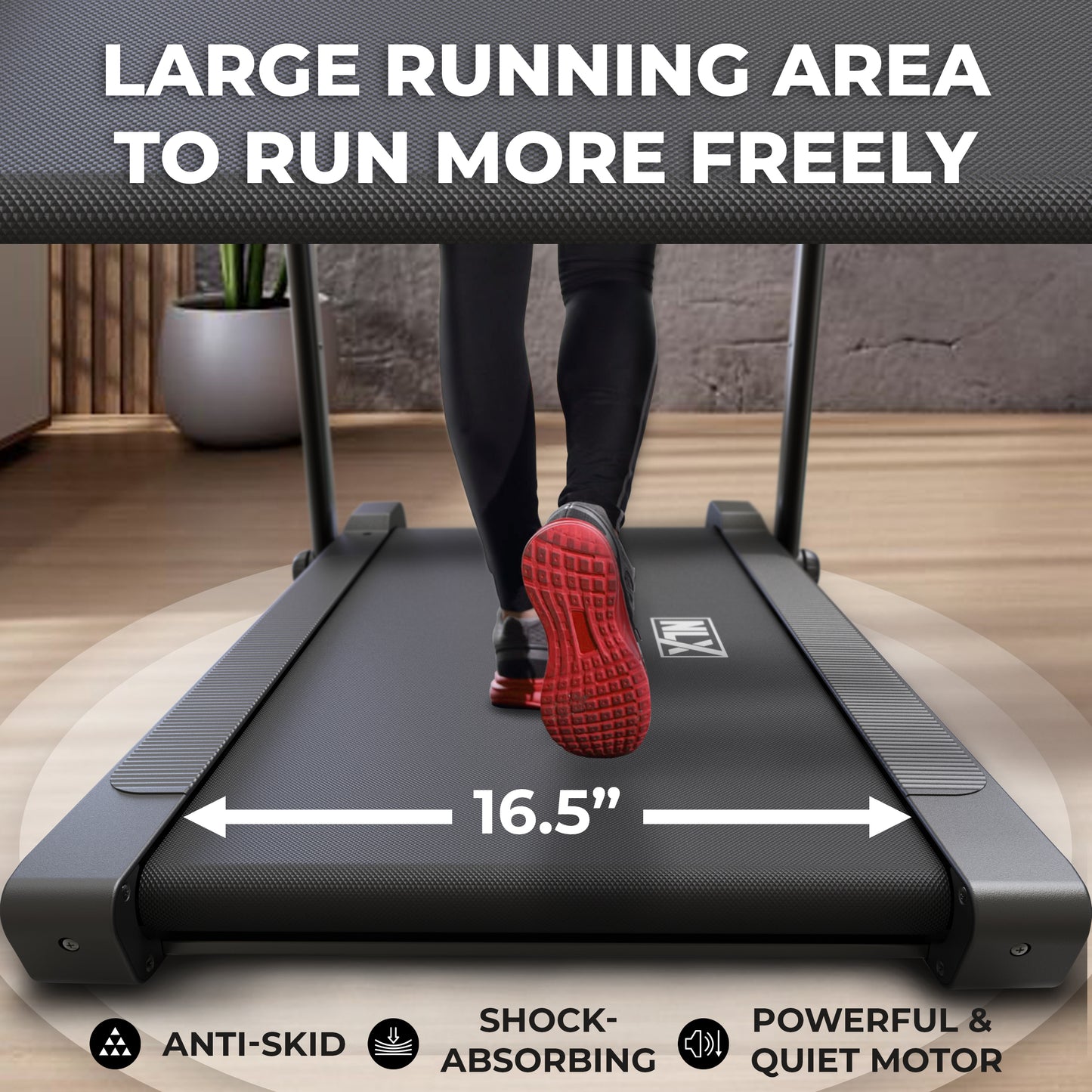 NLX Y9000 Treadmill - Under-Desk Treadmill For Home or Office Use, Walking or Running Treadmill With Adjustable Incline & Handle, 260 lbs Max User Capacity